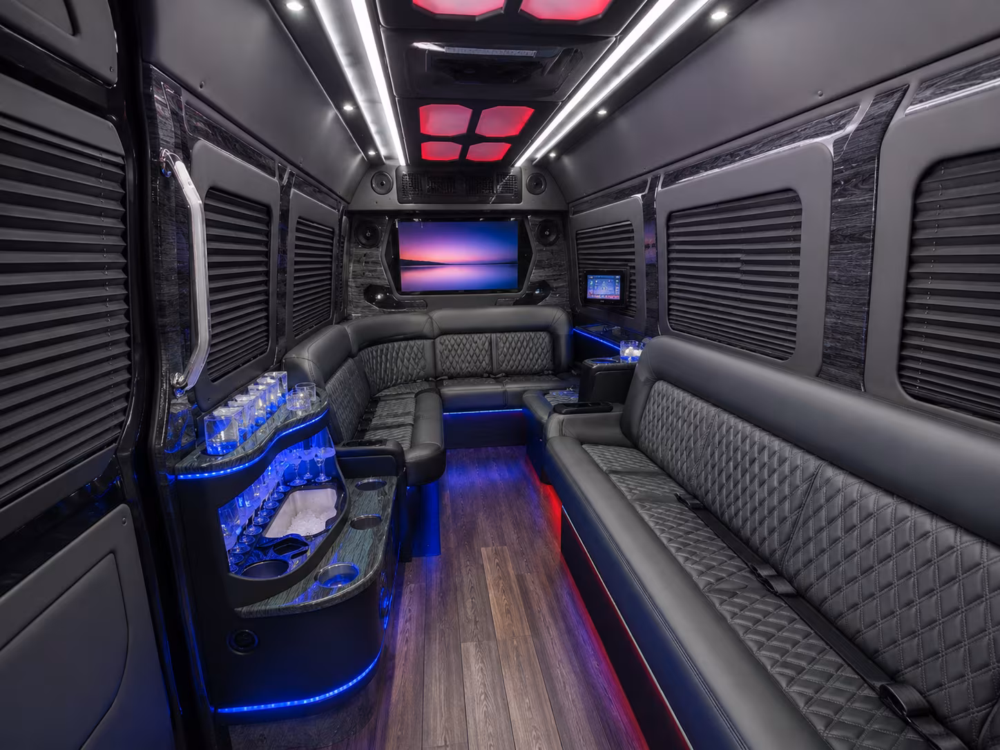 irving 25 passenger party bus interior