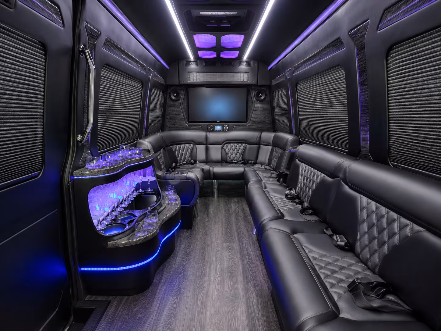 irving 50 passenger party bus interior