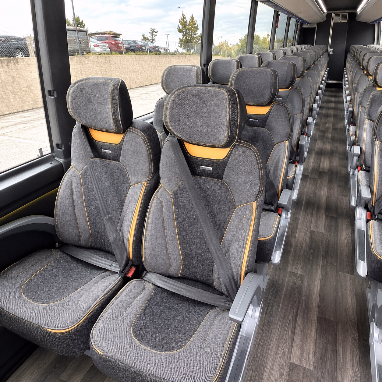 irving charter bus rental interior